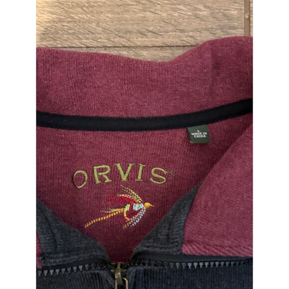 Orvis Sweater Men L Gray Pullover 1/4 Zip Cotton Hiking Fishing Preppy Outdoors - Picture 3 of 3